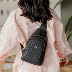 Anfei Women's Black Medium Backpack Crossbody Sling Chest Bag